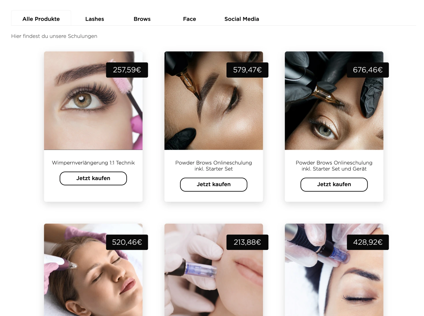 Shopansicht Miss Lashes mit ablefy
