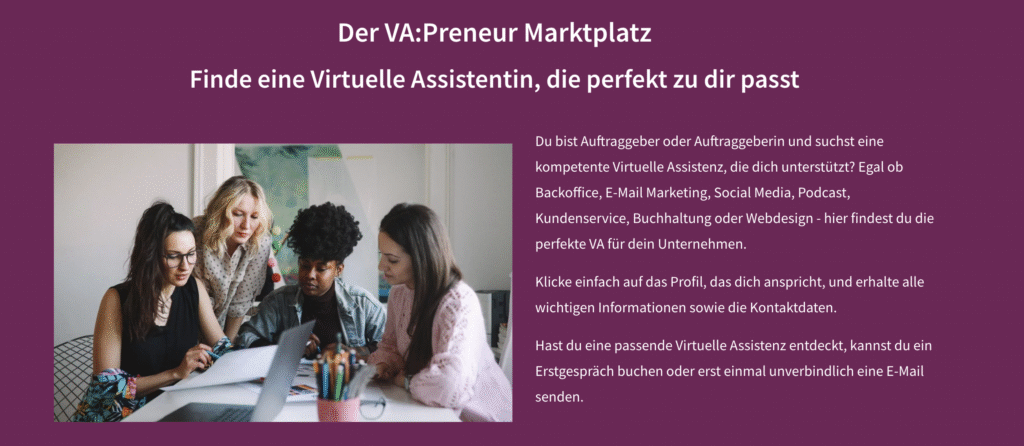 Startseite des VA-Marktplatz