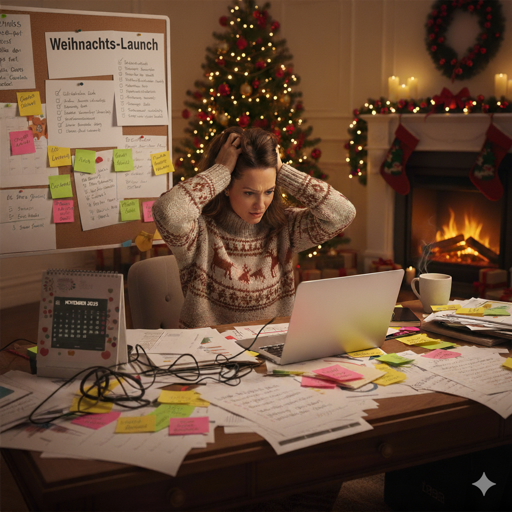 Unternehmerin im Weihnachtsstress