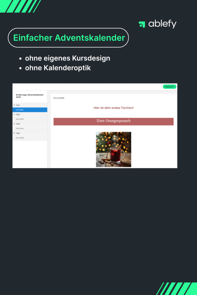 einfacher Adventskalender als Kurs